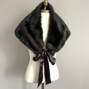 Dark Chocolate Brown Faux Fur Shawl Collar - O/S